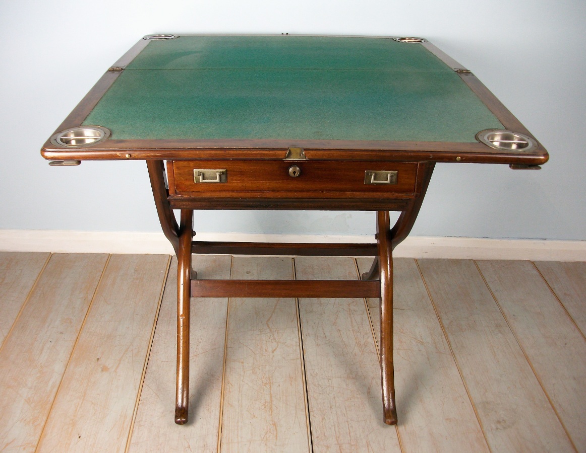 Mahogany Campaign Folding Card Games Table